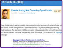 Parasite hosting dominating spam results